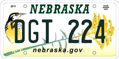 NE license plate DGT224
