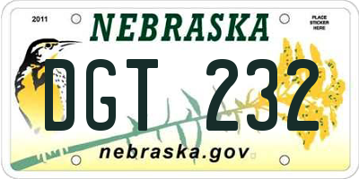 NE license plate DGT232