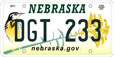 NE license plate DGT233