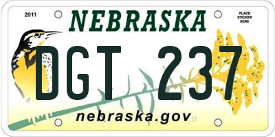 NE license plate DGT237