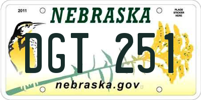 NE license plate DGT251