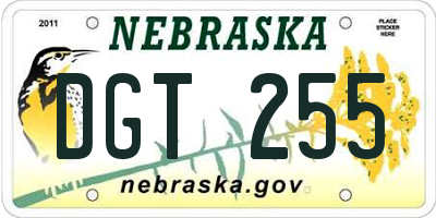 NE license plate DGT255