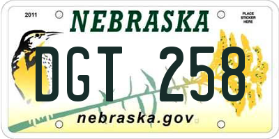 NE license plate DGT258