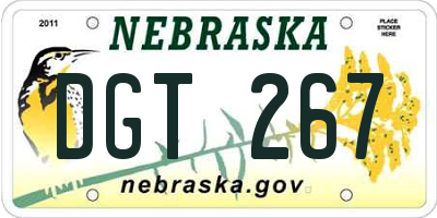 NE license plate DGT267