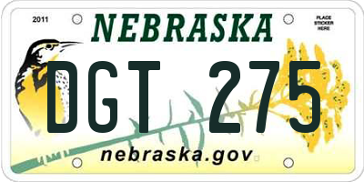 NE license plate DGT275