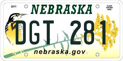 NE license plate DGT281