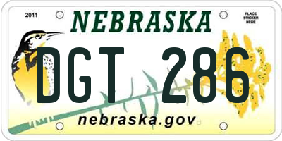 NE license plate DGT286