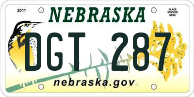 NE license plate DGT287