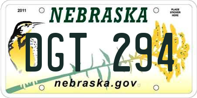 NE license plate DGT294