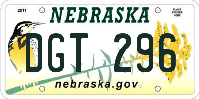 NE license plate DGT296