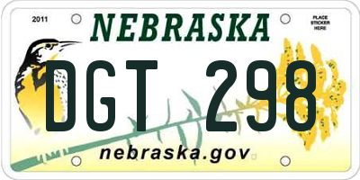 NE license plate DGT298
