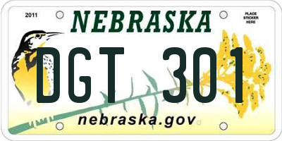 NE license plate DGT301