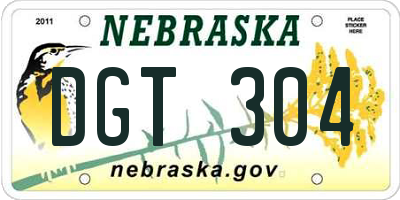 NE license plate DGT304