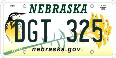 NE license plate DGT325