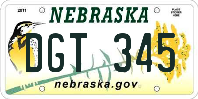 NE license plate DGT345