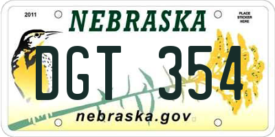 NE license plate DGT354
