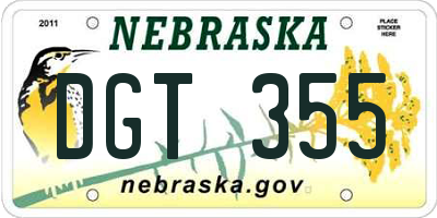 NE license plate DGT355