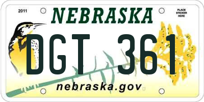 NE license plate DGT361