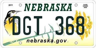 NE license plate DGT368