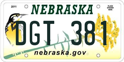NE license plate DGT381