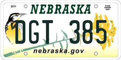 NE license plate DGT385