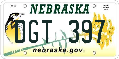 NE license plate DGT397