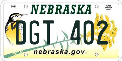 NE license plate DGT402