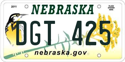 NE license plate DGT425
