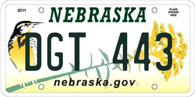 NE license plate DGT443