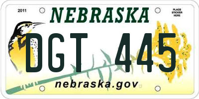 NE license plate DGT445