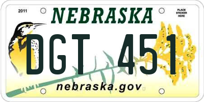 NE license plate DGT451