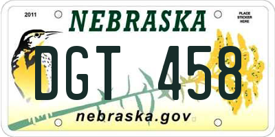NE license plate DGT458