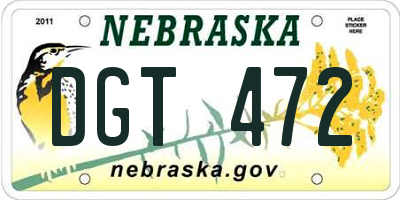 NE license plate DGT472