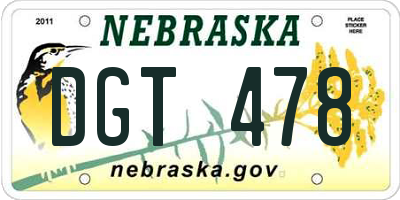 NE license plate DGT478