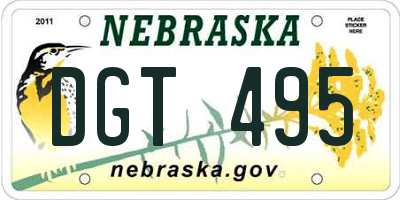 NE license plate DGT495