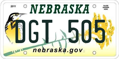 NE license plate DGT505