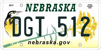 NE license plate DGT512