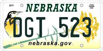 NE license plate DGT523