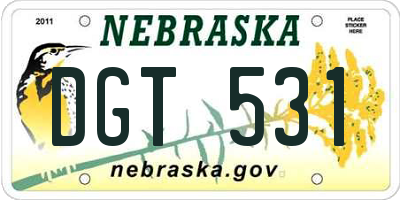 NE license plate DGT531