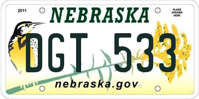 NE license plate DGT533