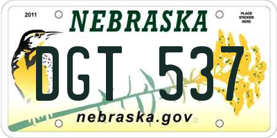 NE license plate DGT537