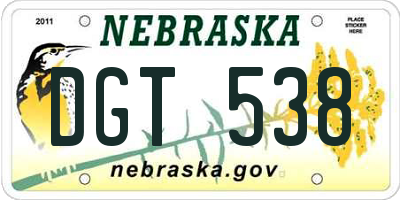 NE license plate DGT538