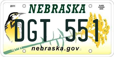 NE license plate DGT551