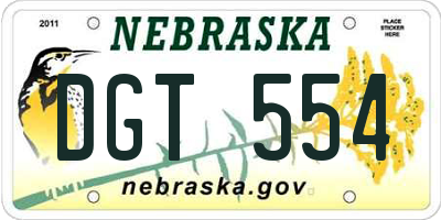 NE license plate DGT554