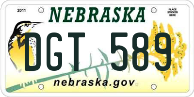NE license plate DGT589