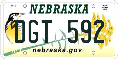 NE license plate DGT592