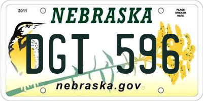 NE license plate DGT596