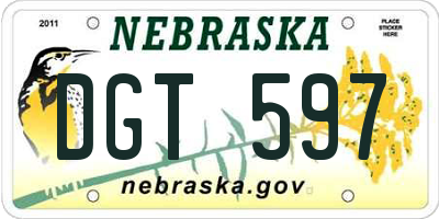 NE license plate DGT597