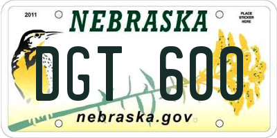 NE license plate DGT600
