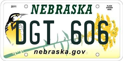 NE license plate DGT606